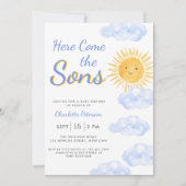 Invitation Here Come The Sons Twin Boys Baby Shower (Devant)