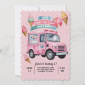 Invitation Here Comes the Scoop! Pink Ice Cream Truck (Devant)