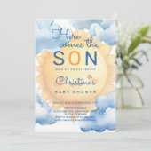 Invitation Here comes the son baby boy shower (Debout devant)