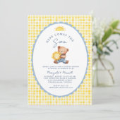 Invitation Here Comes the Son Bear Couples Baby Shower  (Debout devant)