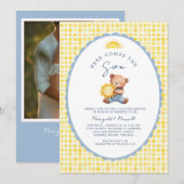 Invitation Here Comes the Son Bear Couples Baby Shower  (Devant / Derrière)