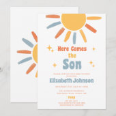 Invitation Here Comes The Son Boy Baby Shower (Devant / Derrière)