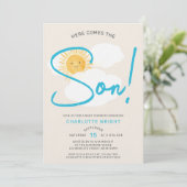 Invitation Here Comes The Son Boy's Baby Shower (Debout devant)