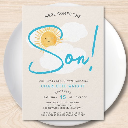 Invitation Here Comes The Son Boy's Baby Shower