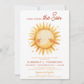 Invitation Here Comes The Son Cute Sunshine Boy Baby Shower (Devant)