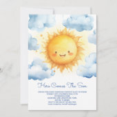 Invitation Here Comes The Son Editable Baby Boy Shower (Devant)
