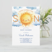 Invitation Here Comes the Son Elegant Baby Shower (Debout devant)