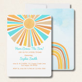 Invitation Here Comes The Son, Retro Boho Rainbow
