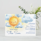 Invitation Here Comes The Son Summer Baby Shower (Debout devant)