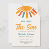 Invitation Here Comes the Son Sunshine Boy Baby Shower (Devant)