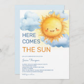 Invitation Here comes the Sun Baby Boy Shower (Devant / Derrière)