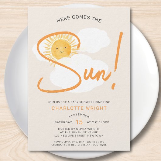 Invitation Here Comes The Sun Baby Shower