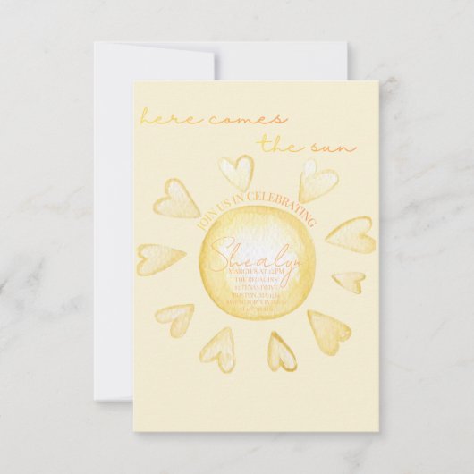 Invitation Here Comes The Sun Baby Shower Invite  (Devant)
