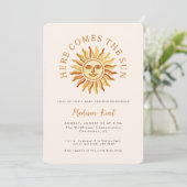 Invitation Here Comes the Sun Modern Boho Sun Baby Shower (Debout devant)
