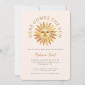 Invitation Here Comes the Sun Modern Boho Sun Baby Shower (Devant)
