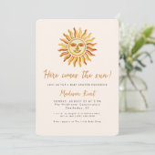 Invitation Here Comes the Sun Modern Boho Sun Baby Shower (Debout devant)
