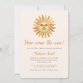 Invitation Here Comes the Sun Modern Boho Sun Baby Shower (Devant)
