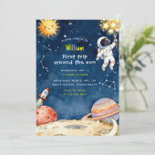 Invitation Here Space First Trip Around The Sun 1st Birthday (Debout devant)
