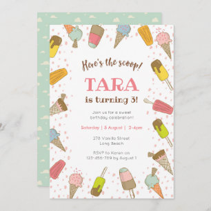 Invitation Heres l'invitation d'anniversaire de crème glacée