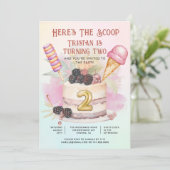 Invitation Here's The Scoop 2nd Birthday Ice Cream Party (Debout devant)