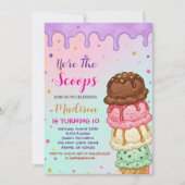 Invitation Here's the Scoop Girls Ice Cream Birthday (Devant)