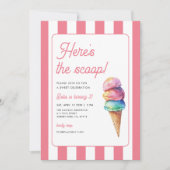 Invitation Here's the Scoop Ice Cream Birthday (Devant)