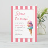 Invitation Here's the Scoop Ice Cream Birthday (Debout devant)