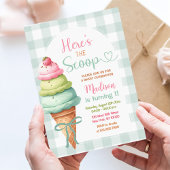 Invitation Here's The Scoop Ice Cream Bow 1st Birthday