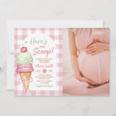 Invitation Here's The Scoop Ice Cream Bow Baby Shower Photo (Devant)