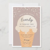 Invitation Here's The Scoop Ice Cream Cone Kid Birthday Party (Devant)