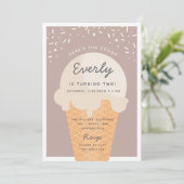 Invitation Here's The Scoop Ice Cream Cone Kid Birthday Party (Debout devant)