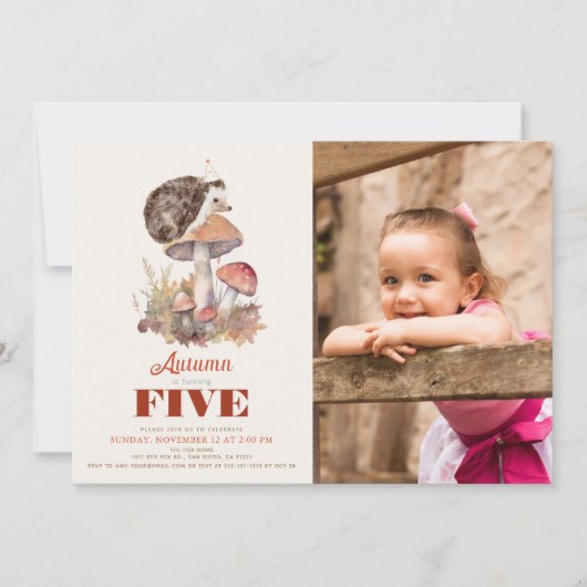 Invitation Hérisson automne/automne Hérisson Hérisson Anniver (Devant)