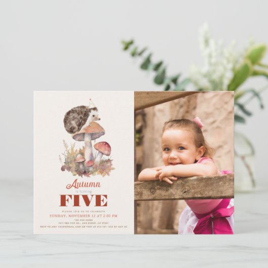 Invitation Hérisson automne/automne Hérisson Hérisson Anniver (Debout devant)