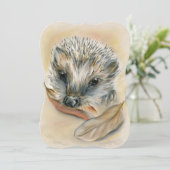 Invitation Hérisson avec feuilles d'automne fête d'anniversai (Debout devant)