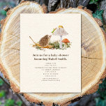 Invitation Hérisson Baby shower boisé de champignons de la pr<br><div class="desc">La page d'un livre d'histoire de la nature a inspiré l'invitation du baby shower avec l'illustration d'un hérisson assis sur une feuille dans l'herbe avec deux champignons. Le sauterelle regarde le hérisson d'un des champignons.</div>