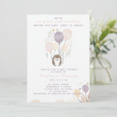 Invitation Hérisson Boho Sur Baby shower Pins & Aiguilles (Debout devant)