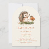 Invitation Hérisson Champignon Bois Chute Sexe Neutre (Devant)