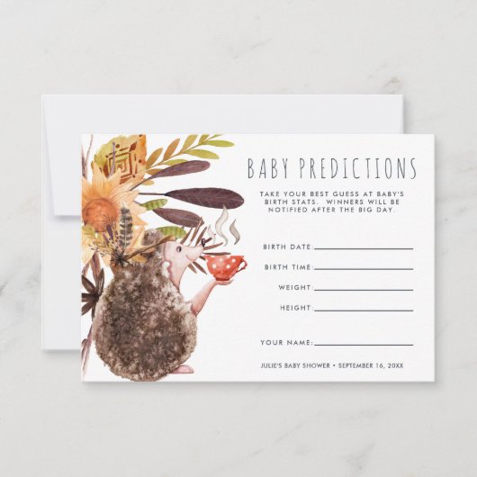 Invitation Hérisson de Woodland | Jeu de devination de Baby s (Devant)