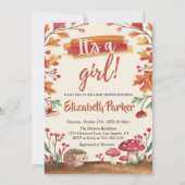 Invitation Hérisson et champignons Chute Baby shower des bois (Devant)