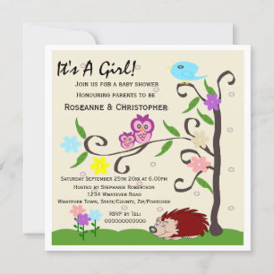 Invitation Hérisson Et Chouette Conception Baby shower Person
