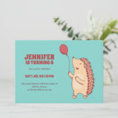 Invitation Hérisson mignon avec Anniversaire de enfant de des (Debout devant)