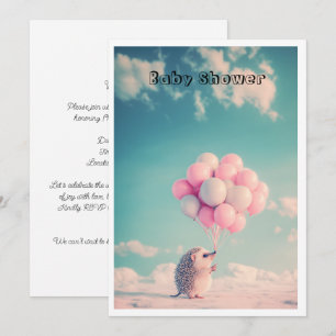 Invitation Hérisson mignon avec ballons d'anniversaire, perso