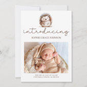 Invitation Hérisson Mignon Présentation Photo de Bébé (Devant)