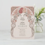Invitation Heritage Art Nouveau Botanical Wedding Teracotta (Debout devant)