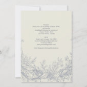 Invitation Heritage Blue Botanical Engraved Elegant Wedding (Dos)