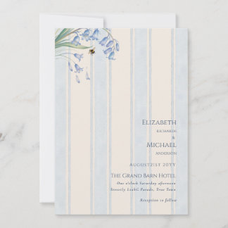 Invitation Heritage Bluebells Bees Blue Cream Floral Wedding