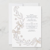 Invitation Heritage Botanical Ribbon Bow Elegant Neutral Wedd (Dos)