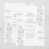 Invitation Heritage Botanical Ribbon Line Art Elegant Wedding (Devant / Derrière)