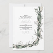 Invitation Heritage Botanical Ribbon Twist Elegant Green Wedd (Dos)