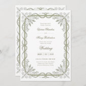 Invitation Heritage | Edwardian Sage Ribbon Scroll (Devant / Derrière)